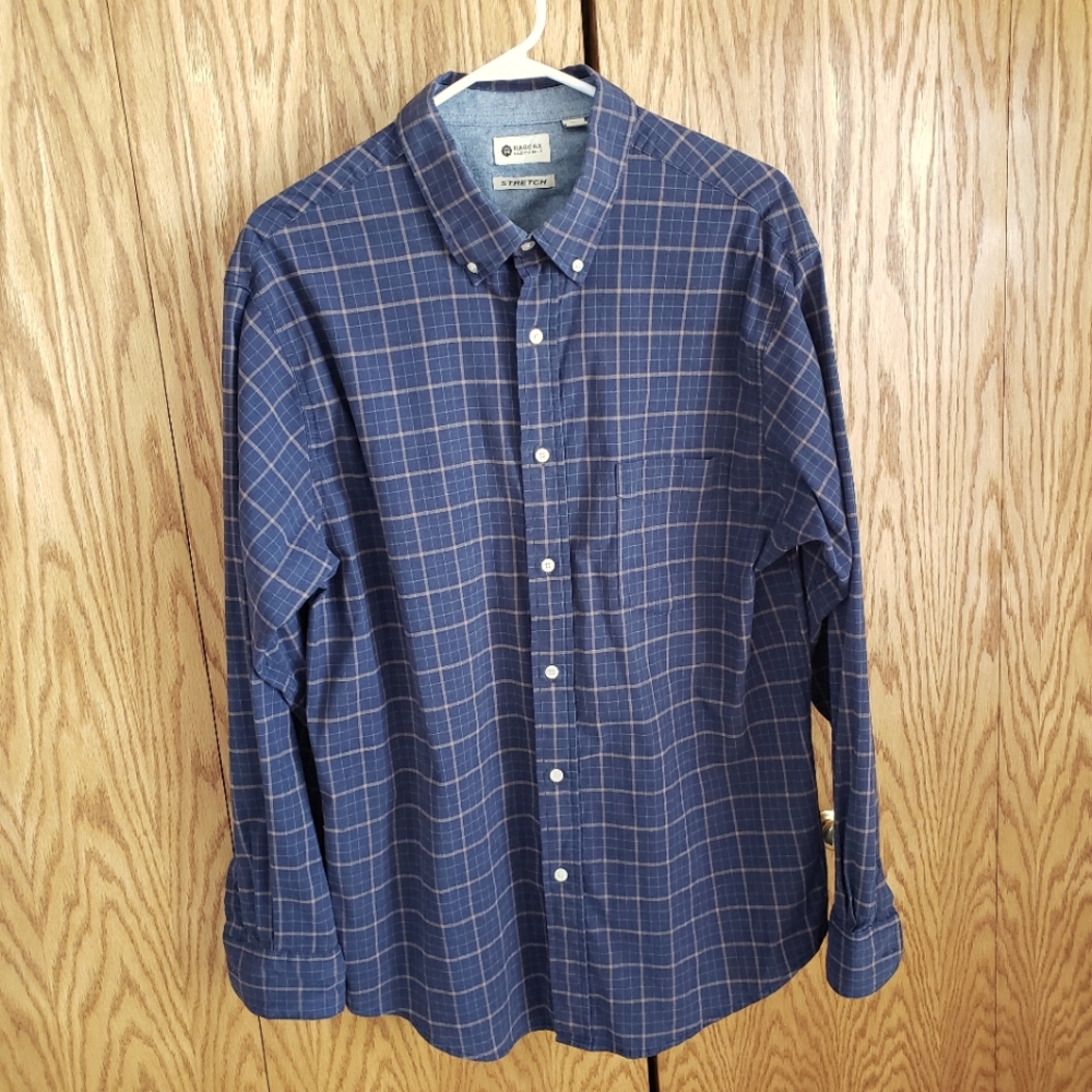 Haggar Men's XL Button Down Shirt Blue